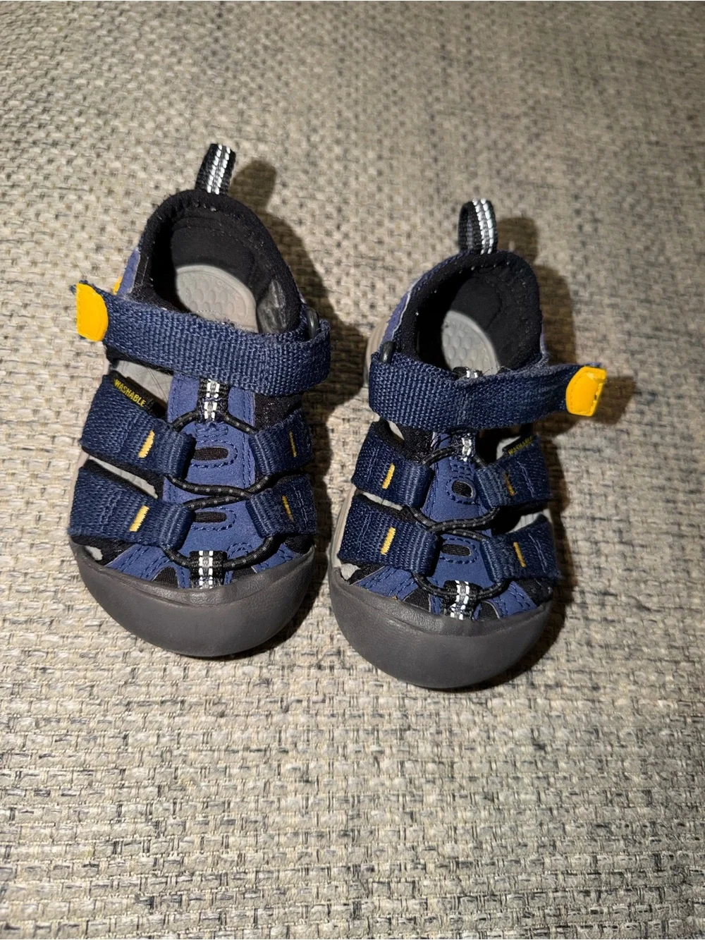 Keen Navy and Yellow Kids Closed-Toe Outdoor Sandals